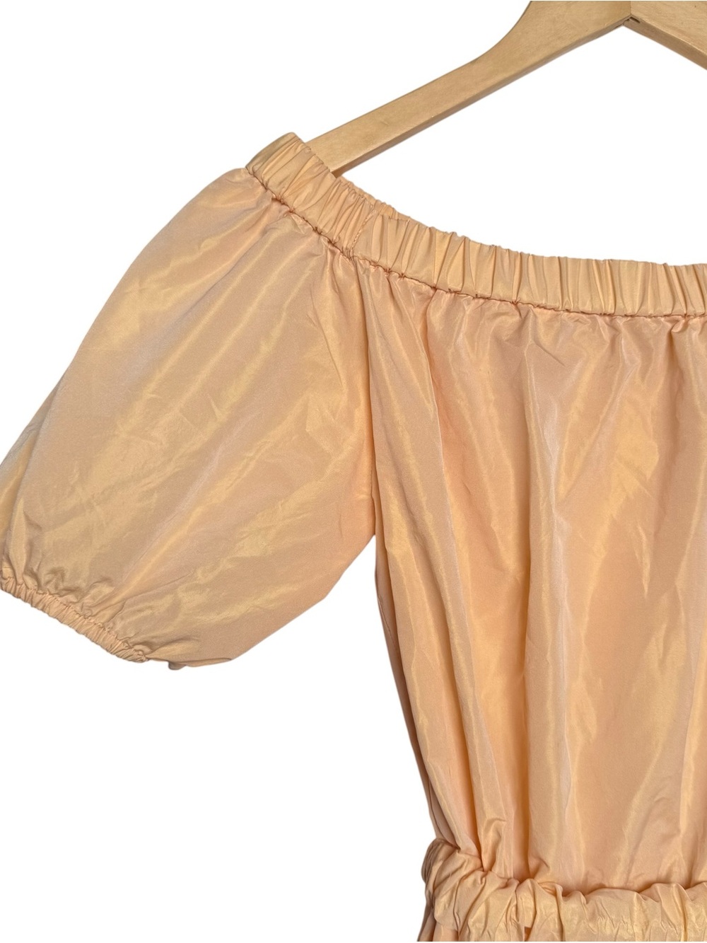 Maje Romey Mini Dress Size 34 XS Apricot Orange Off The Shoulder Gather Taffeta - Picture 6 of 16